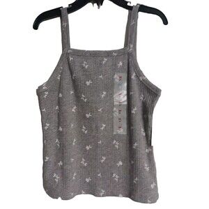 NWT Girls Old Navy Rib Knit Cami Top Size M 8 Gray Floral Tank